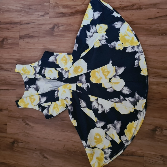 MIA 12 Yellow Blue Floral Midi Dress | Semi-Formal Clothes Party | Flower Dress - Picture 3 of 8